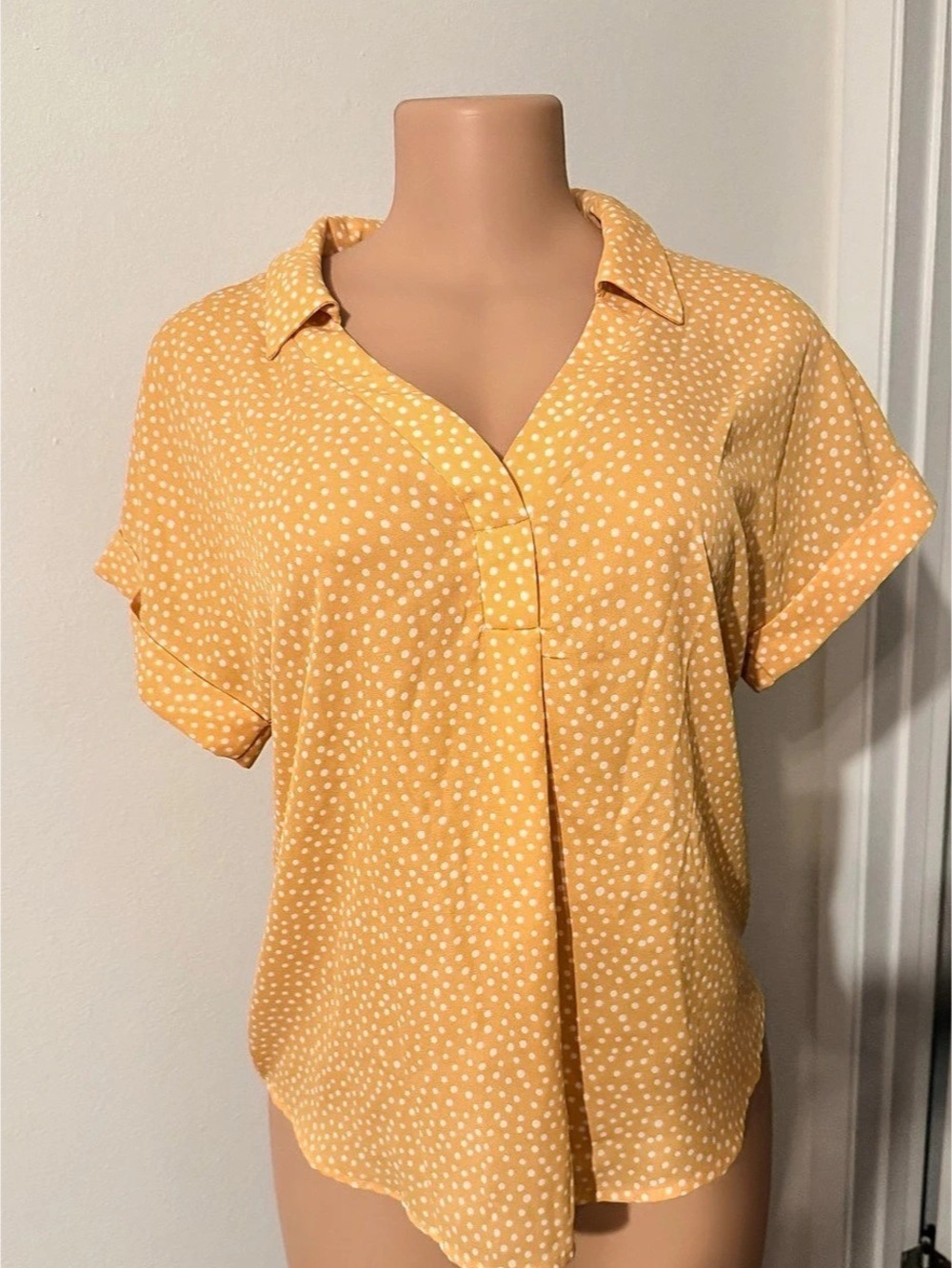 West Kei Polka Dot Blouse in Orange & White Size Small